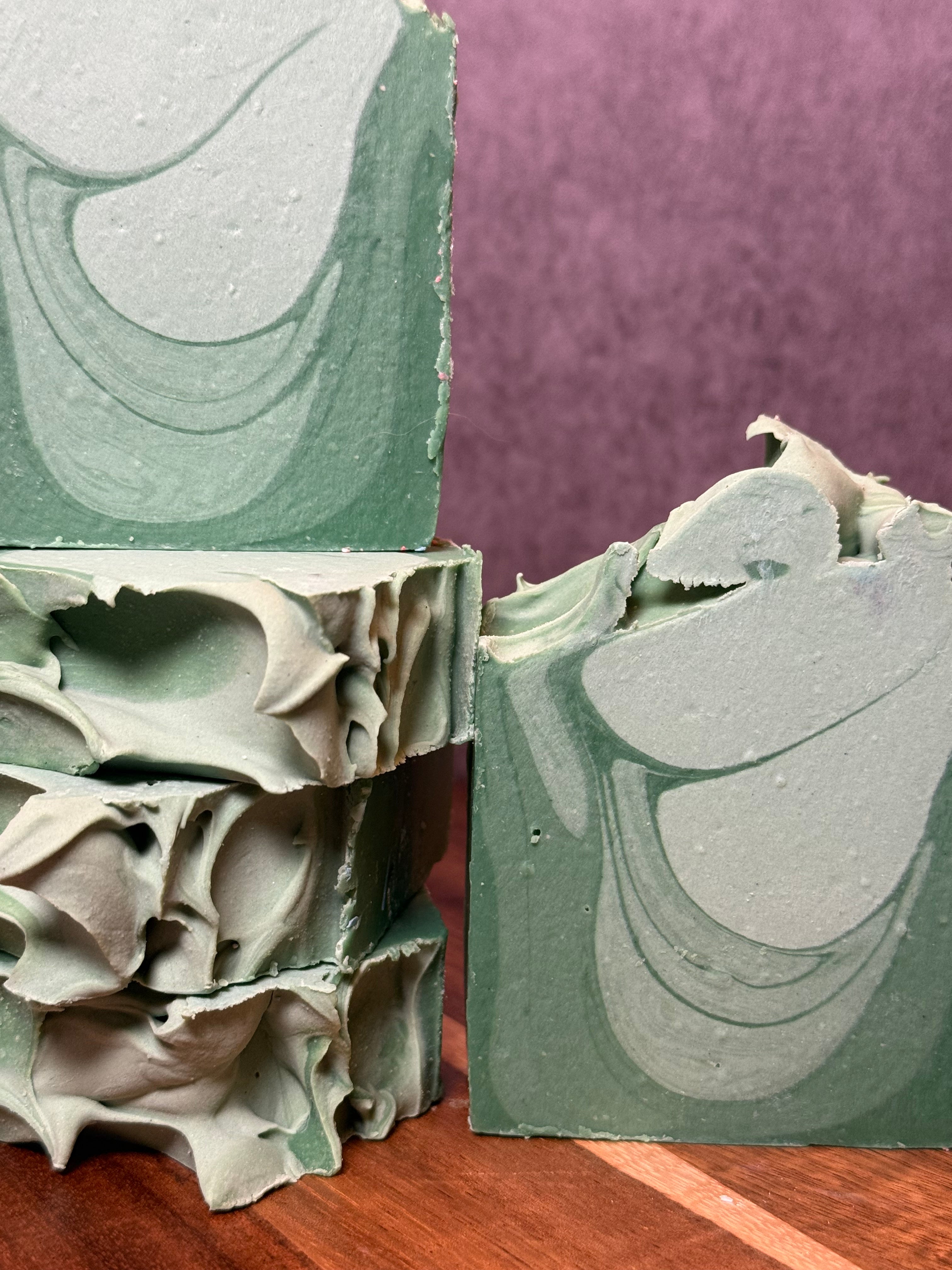Green swirled eucalyptus tallow soap