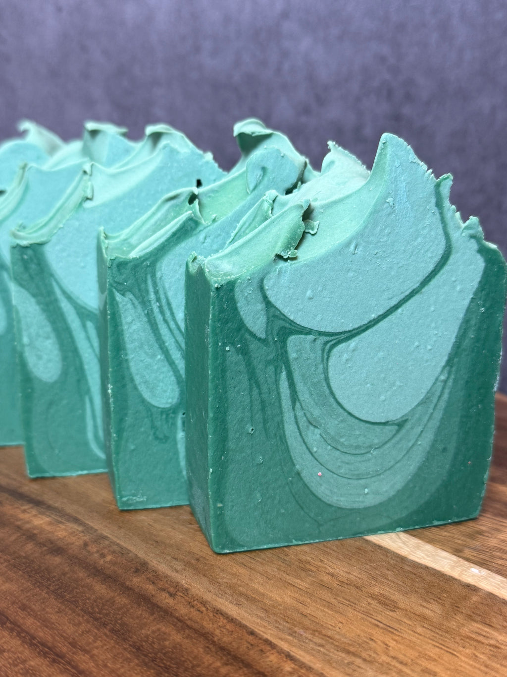 Green swirled eucalyptus soap