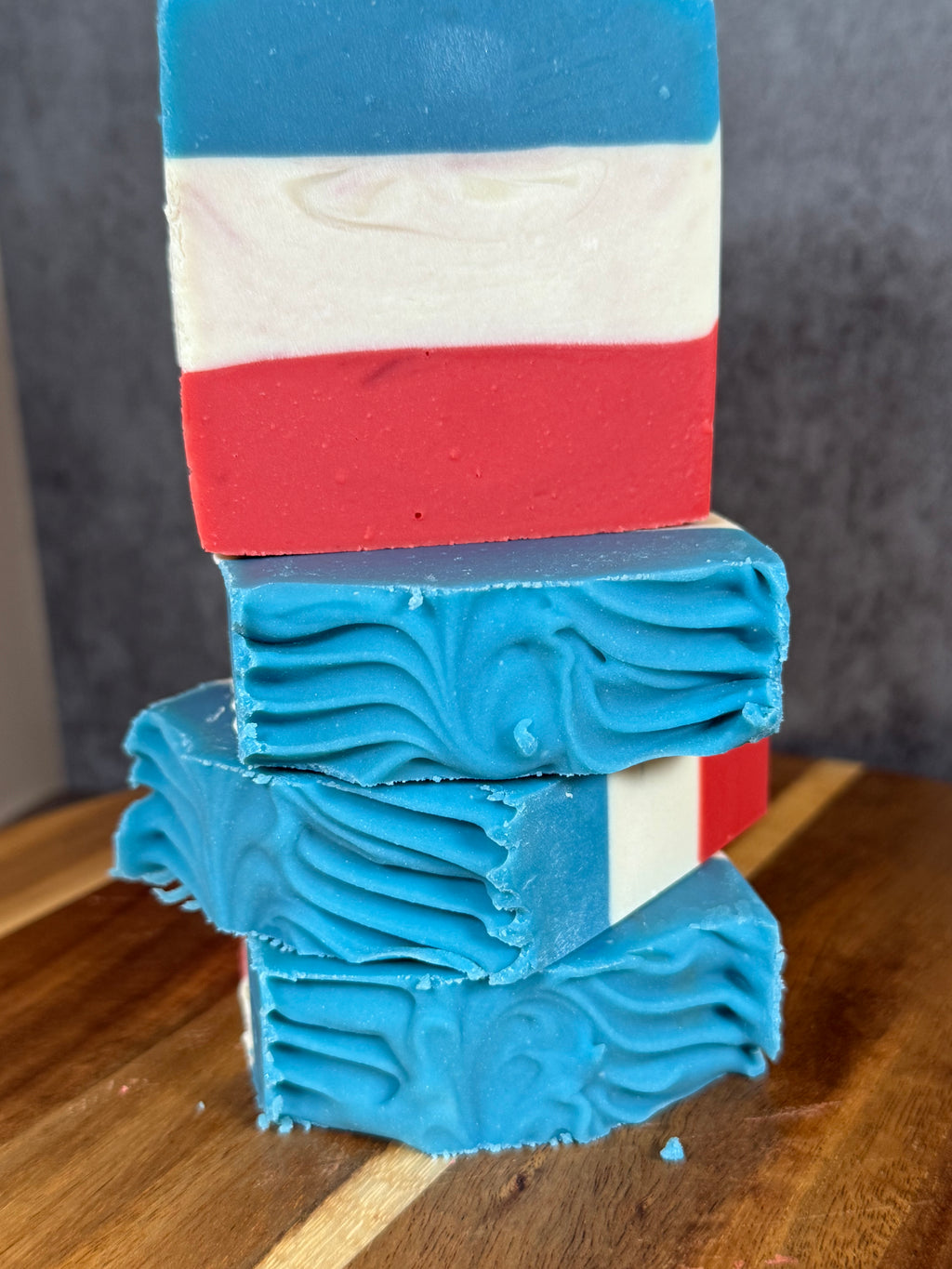 Red white and blue soap