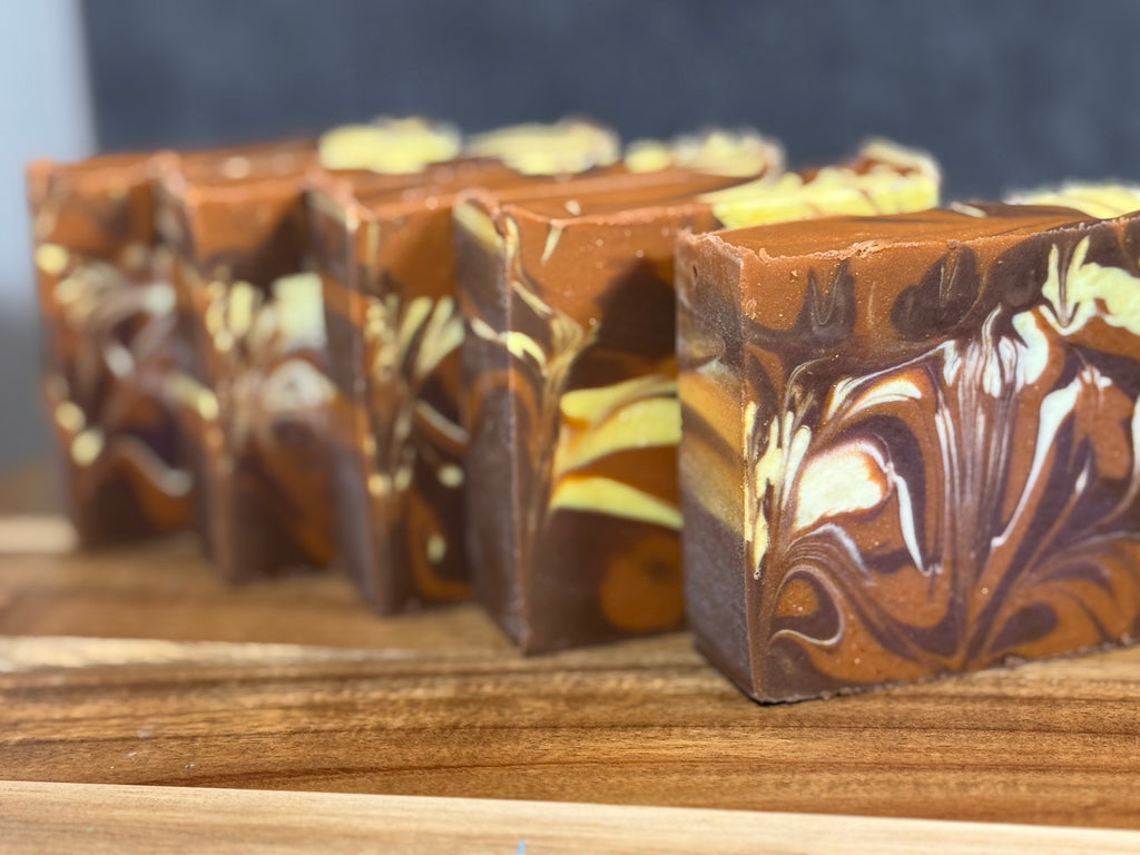 Brown swirled tallow soap