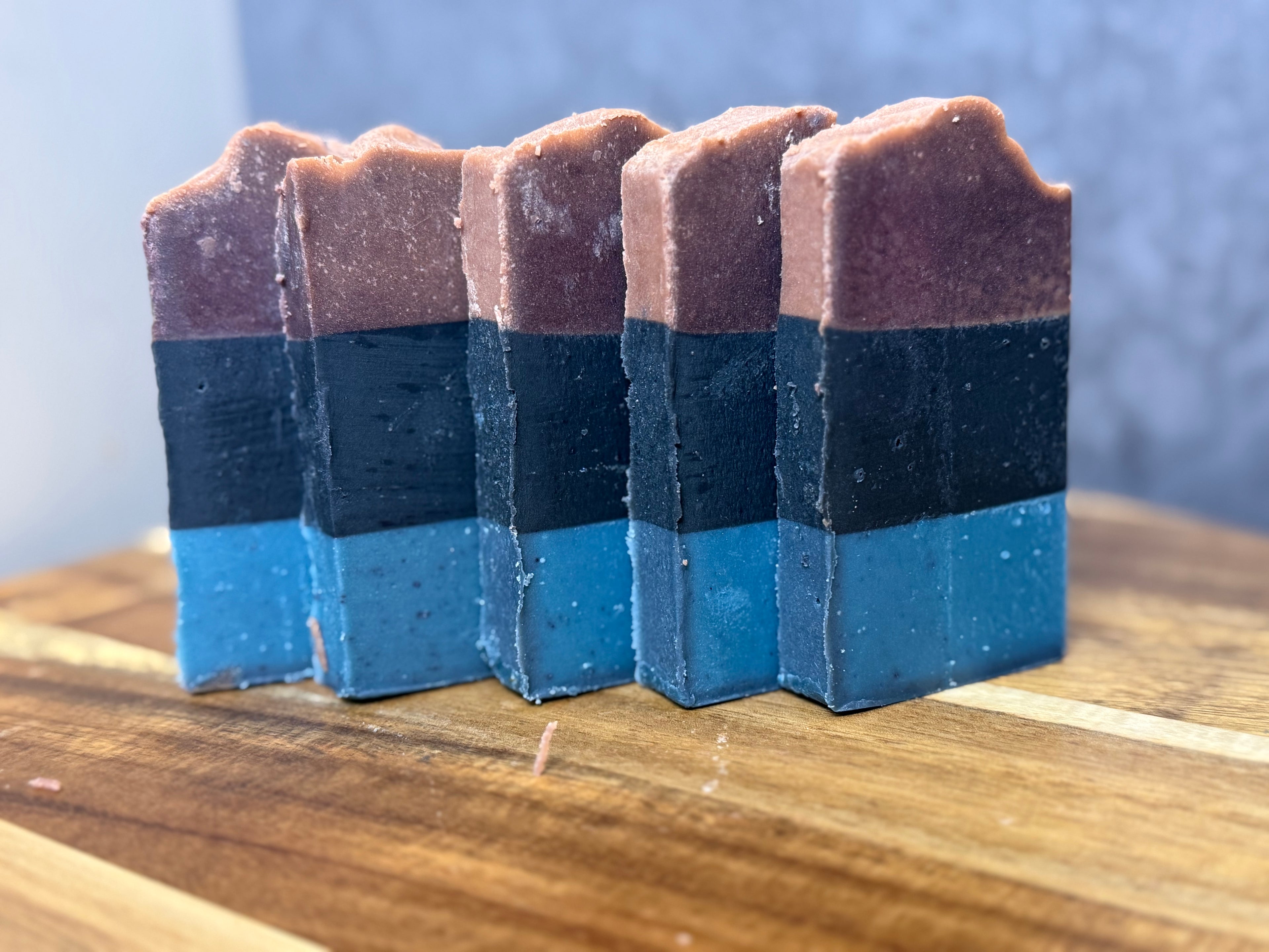 Layered tallow soap with activated charcoal- Travel sized bars