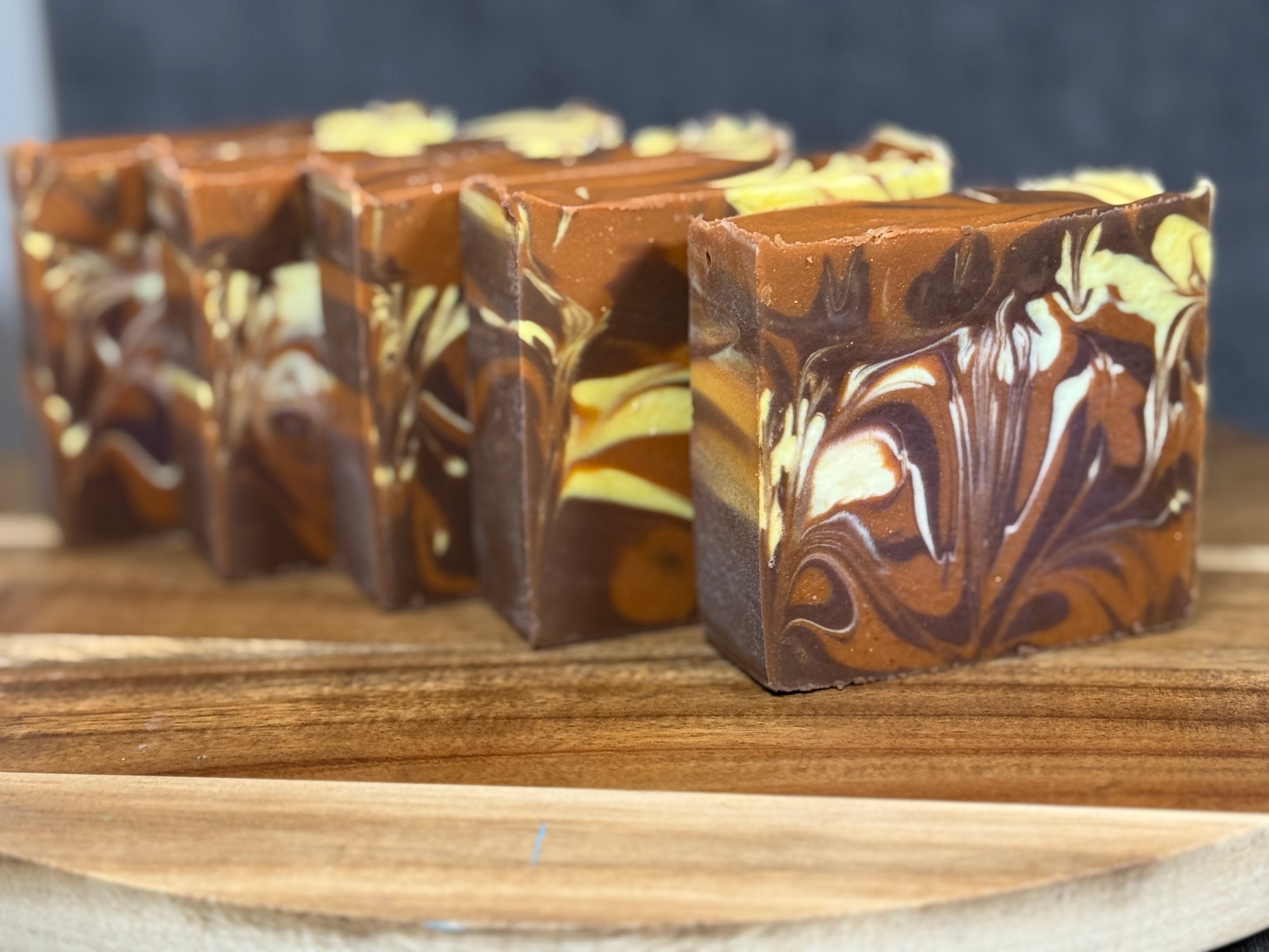 Brown swirled tallow soap