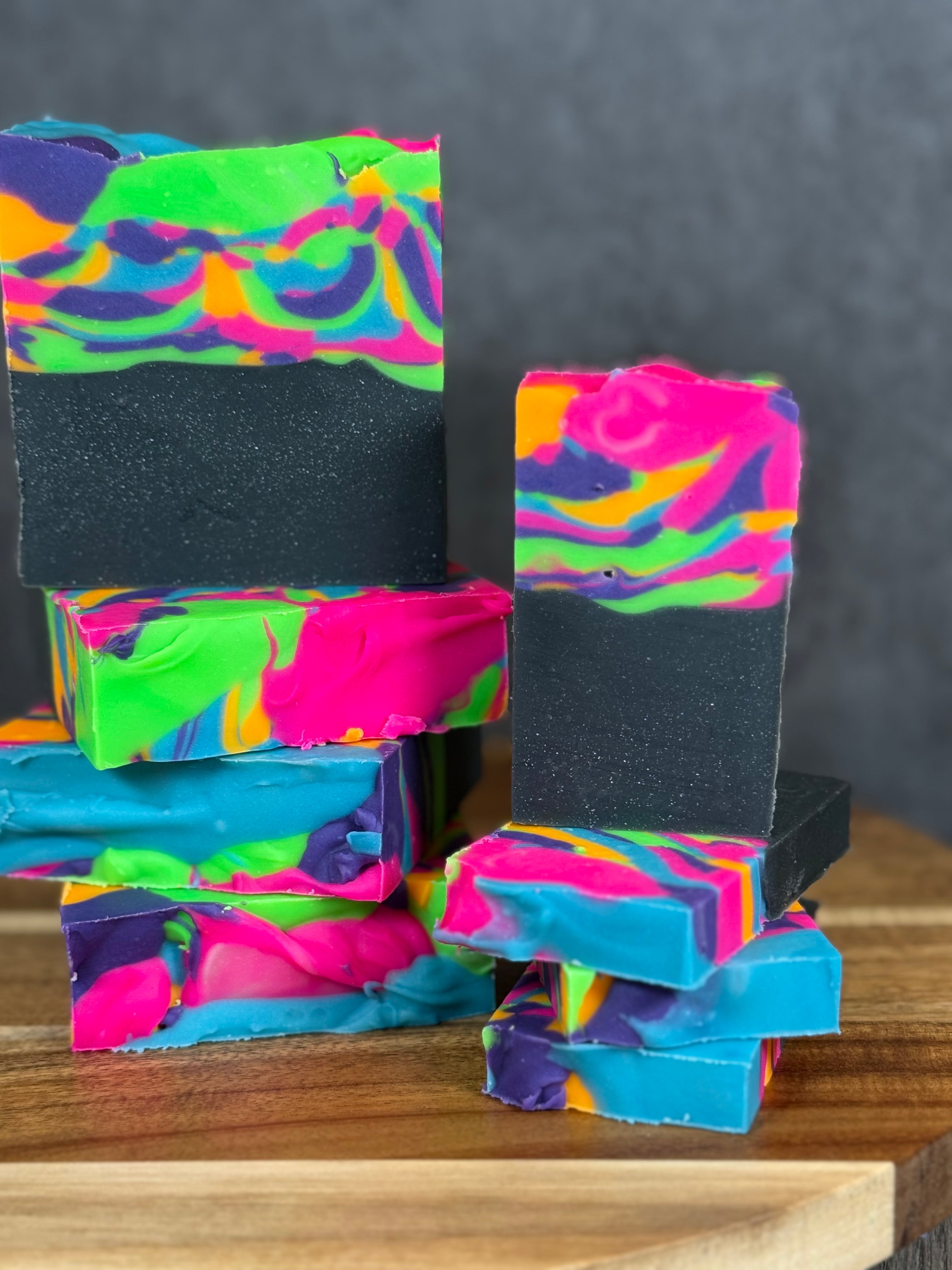 Neon Pride Tallow Soap: standard and travel sized bar