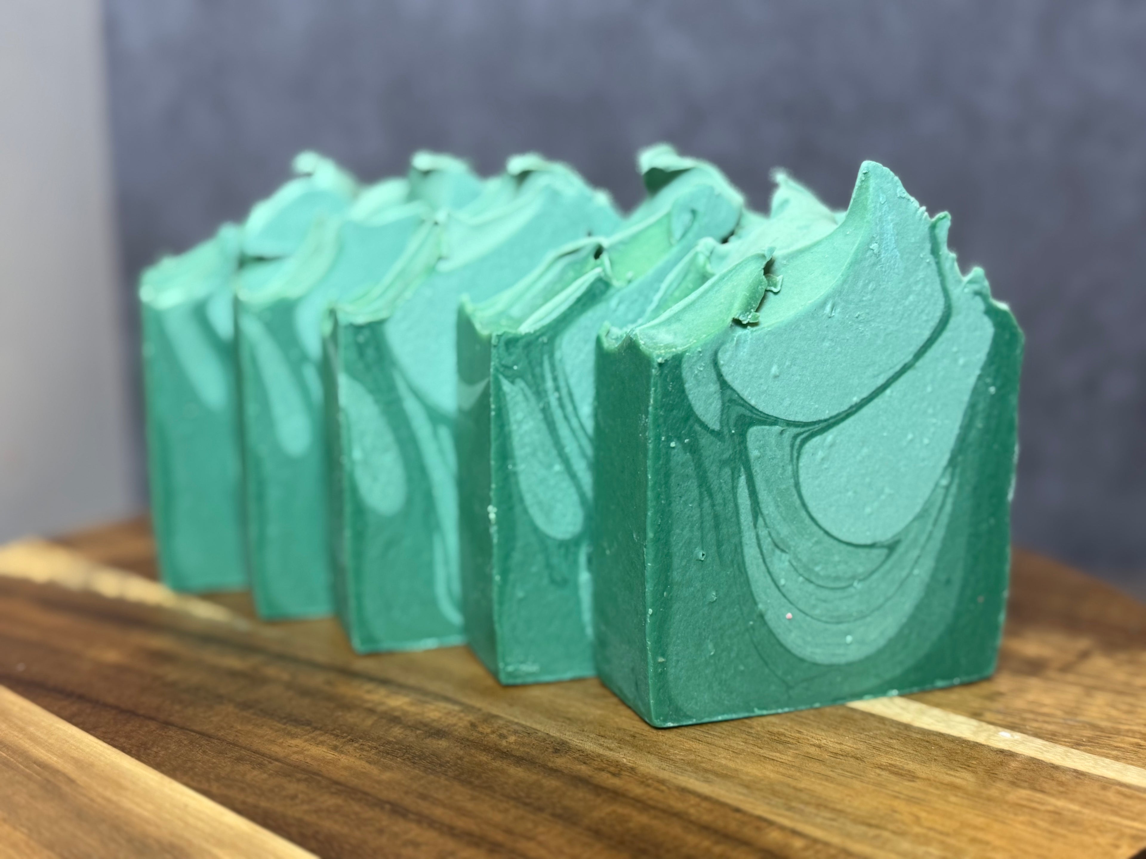 Green swirled eucalyptus tallow soap