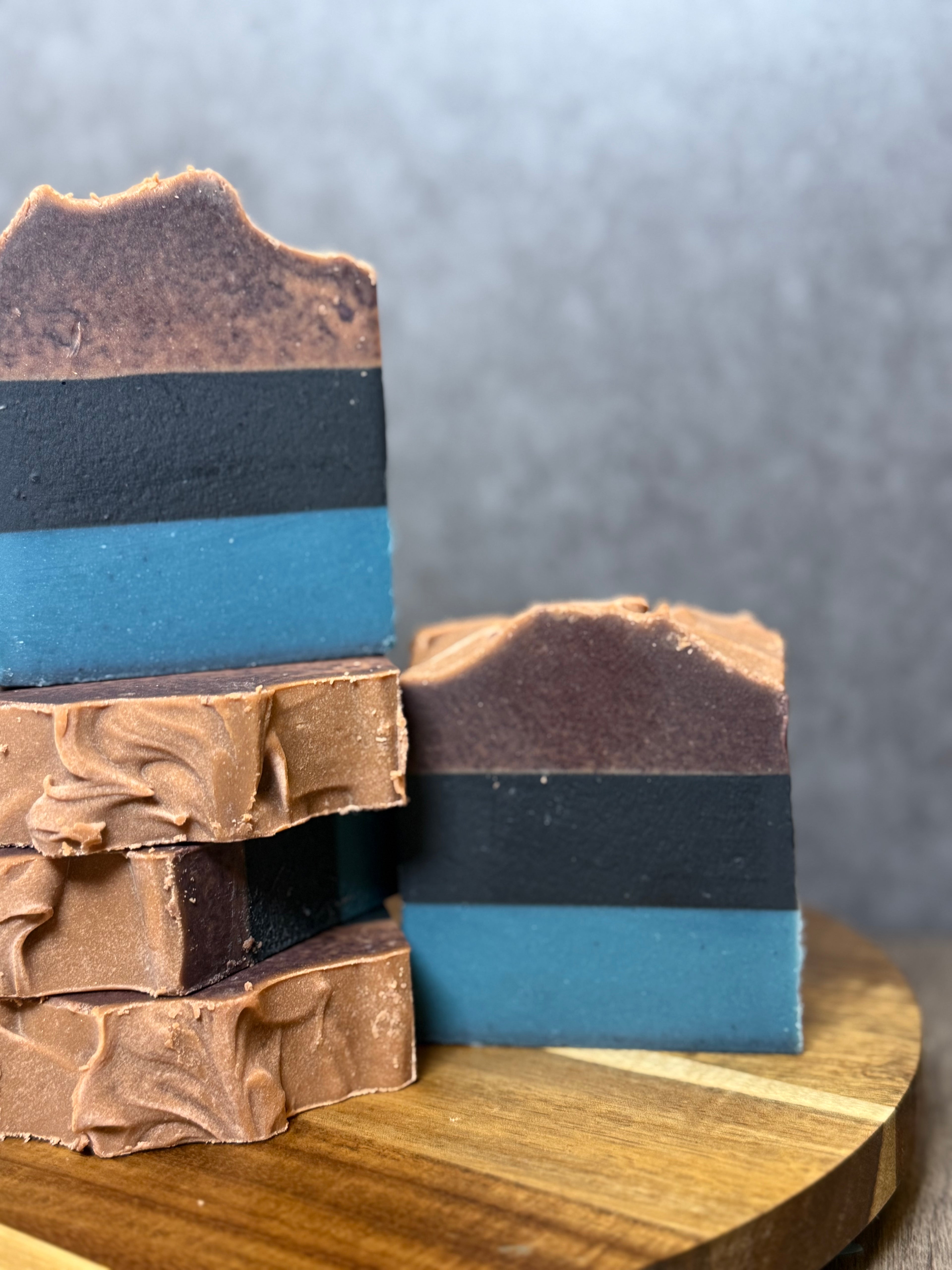 Layered tallow soap with activated charcoal
