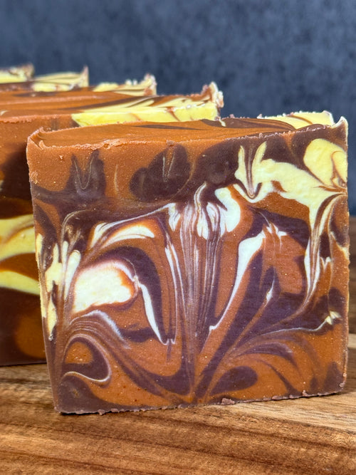 Brown swirled tallow soap