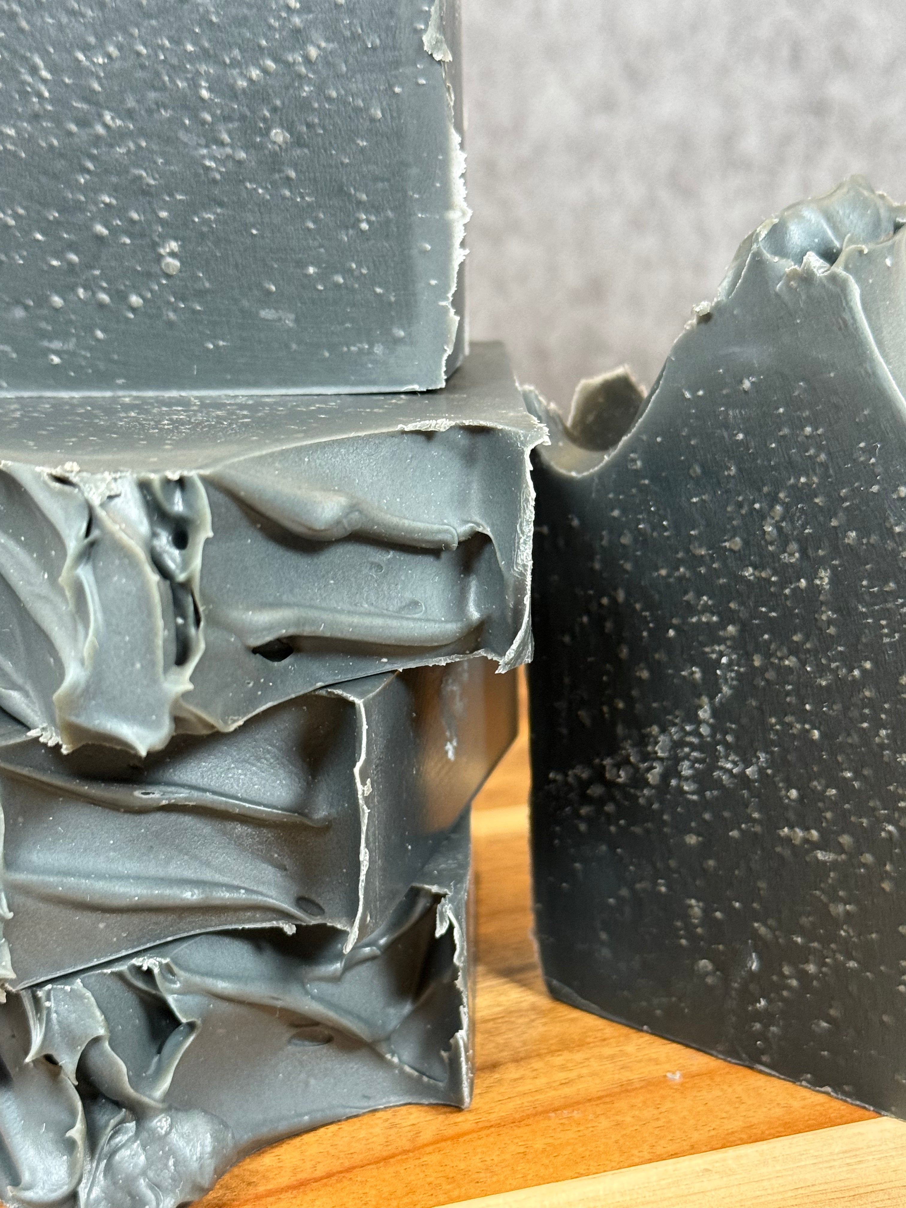 Gentle exfoliating soap with charcoal and pumice