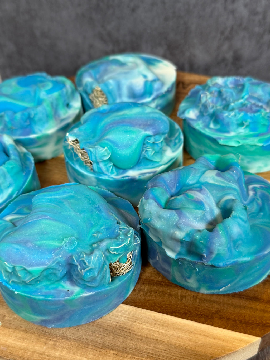 Handmade tallow soap with natural loofa.
